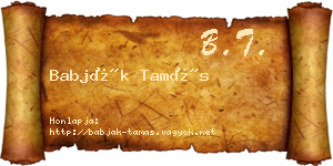 Babják Tamás névjegykártya
